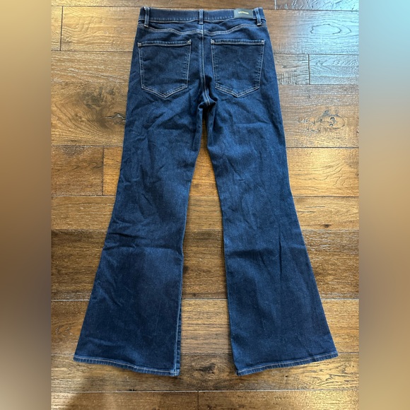 Express Women’s 70’ Midrise Flare Deep Indigo Jeans- size 10R - Picture 5 of 7